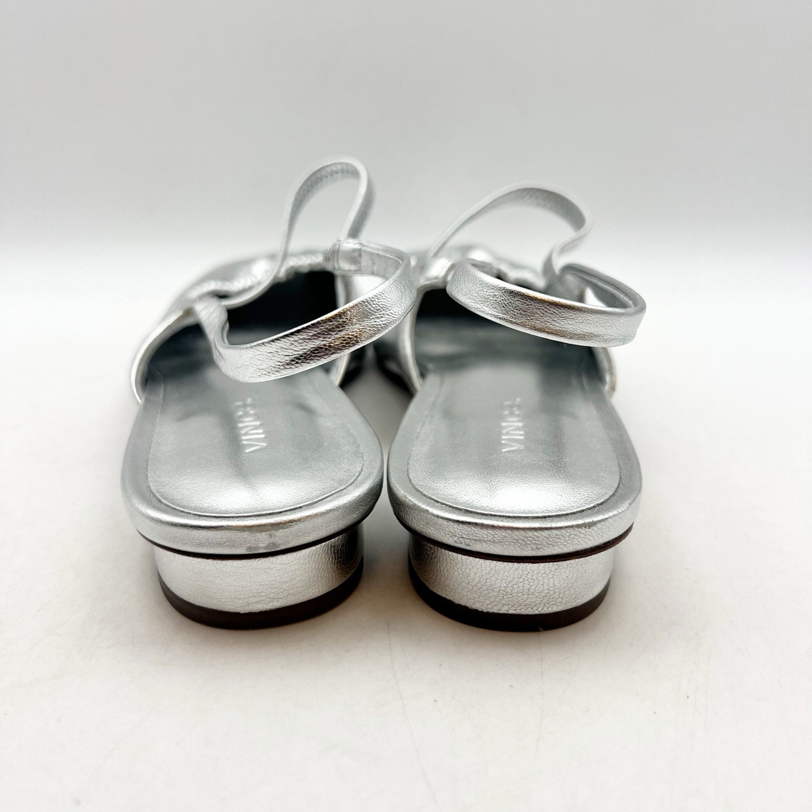 VINCE. Womens Venice Flats US 9.5  EU 40.5 Warm Silver Leather Slip On NIB