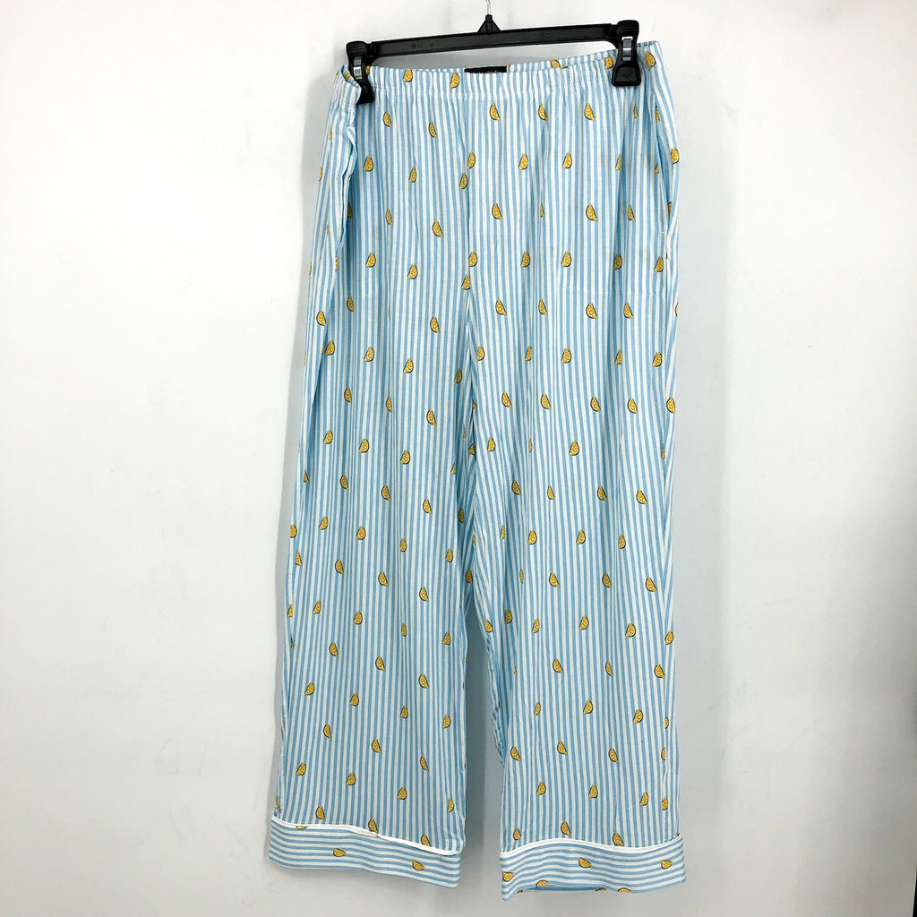 KATE SPADE Women's Citrus Striped Cropped 2-Piece Pajama Set Medium Blue NWT