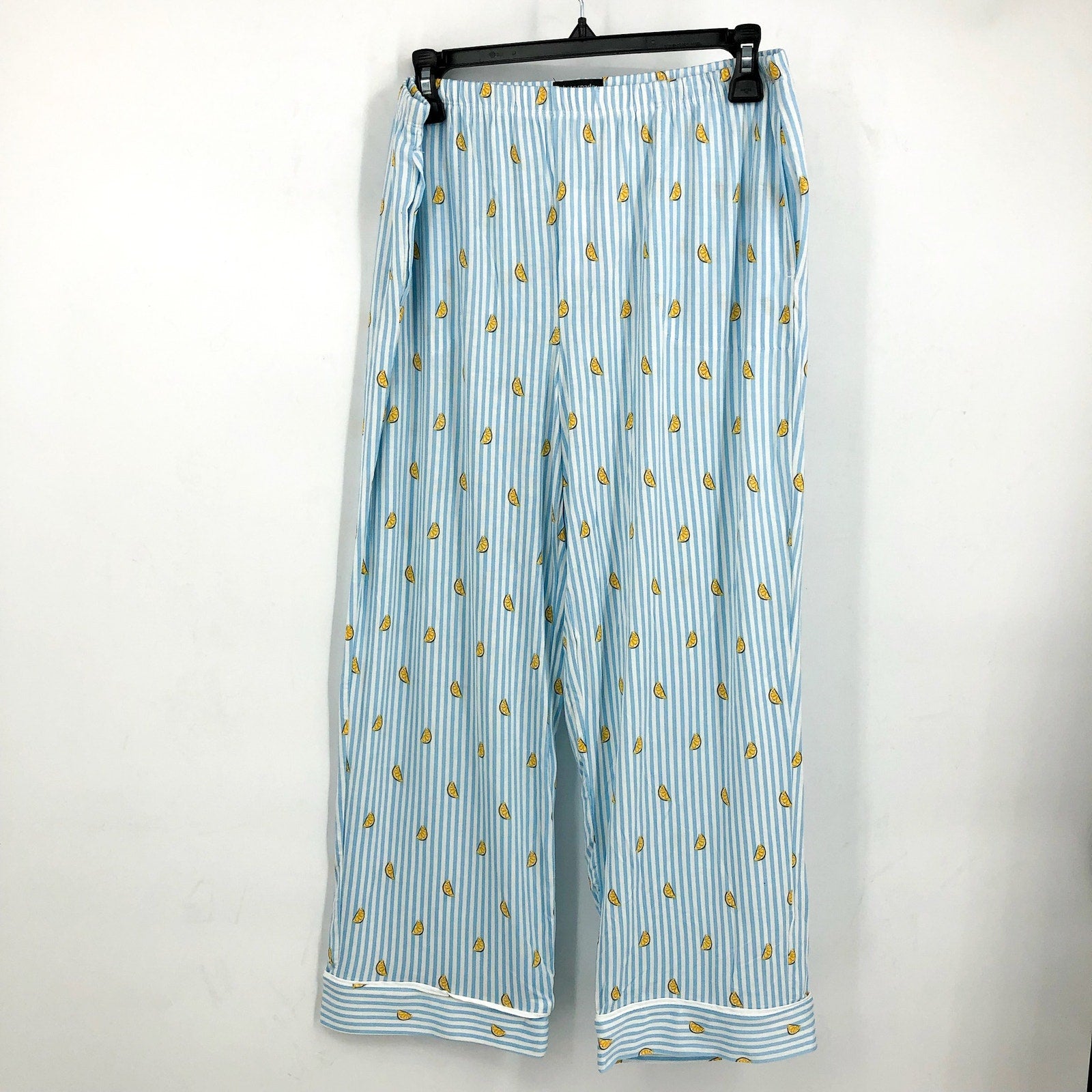 KATE SPADE Women's Citrus Striped Cropped 2-Piece Pajama Set Medium Blue NWT