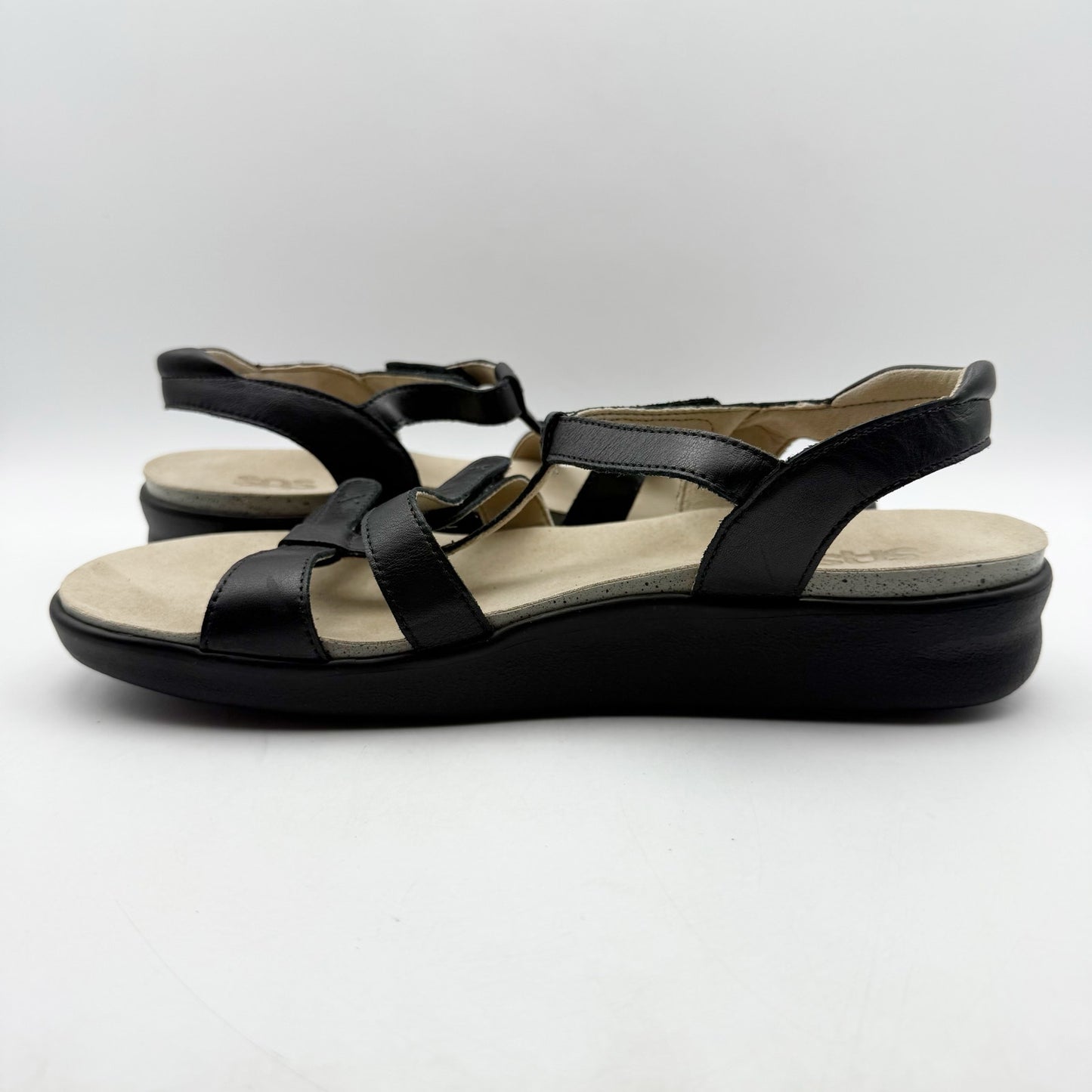 SAS Womens Sorrento Adjustable Comfort Sandal US 12 M Black Leather NIB
