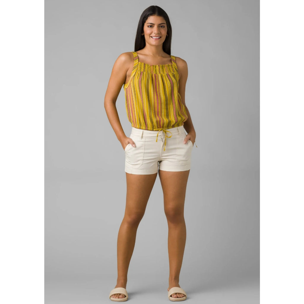 PRANA Women's Little Palm Cami Top XL Yellow Leapfrog Stripe Square Neck NWT