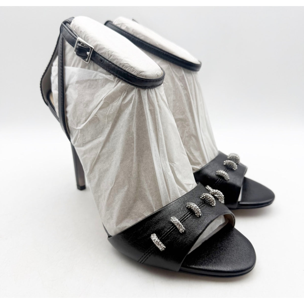 JESSICA SIMPSON Womens Juminee Stiletto Sandals Size 9.5 M Black Ankle Strap NIB