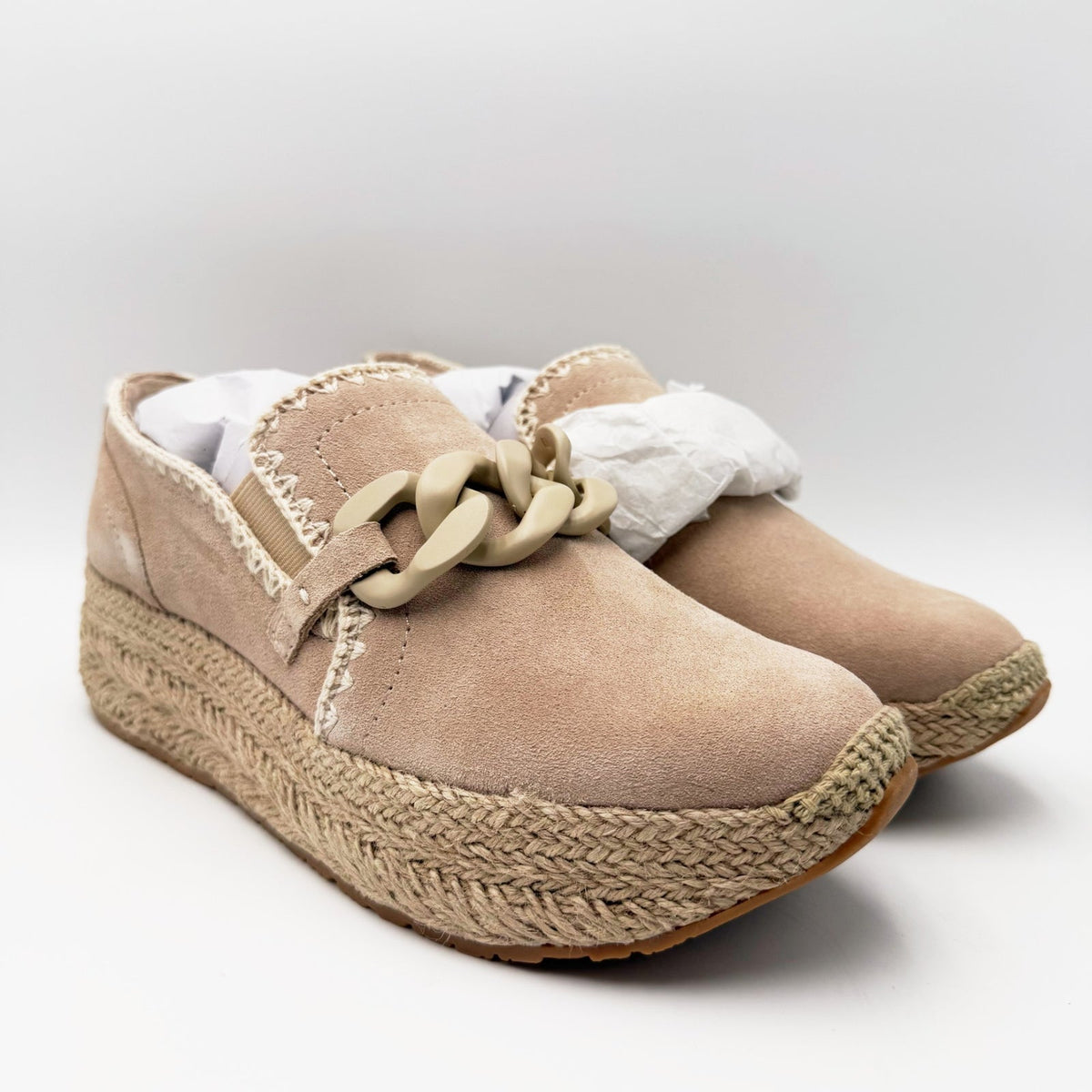 Dolce Vita Womens Jhenee Platform Espadrille Loafers Size 8.5 Beige Suede NIB