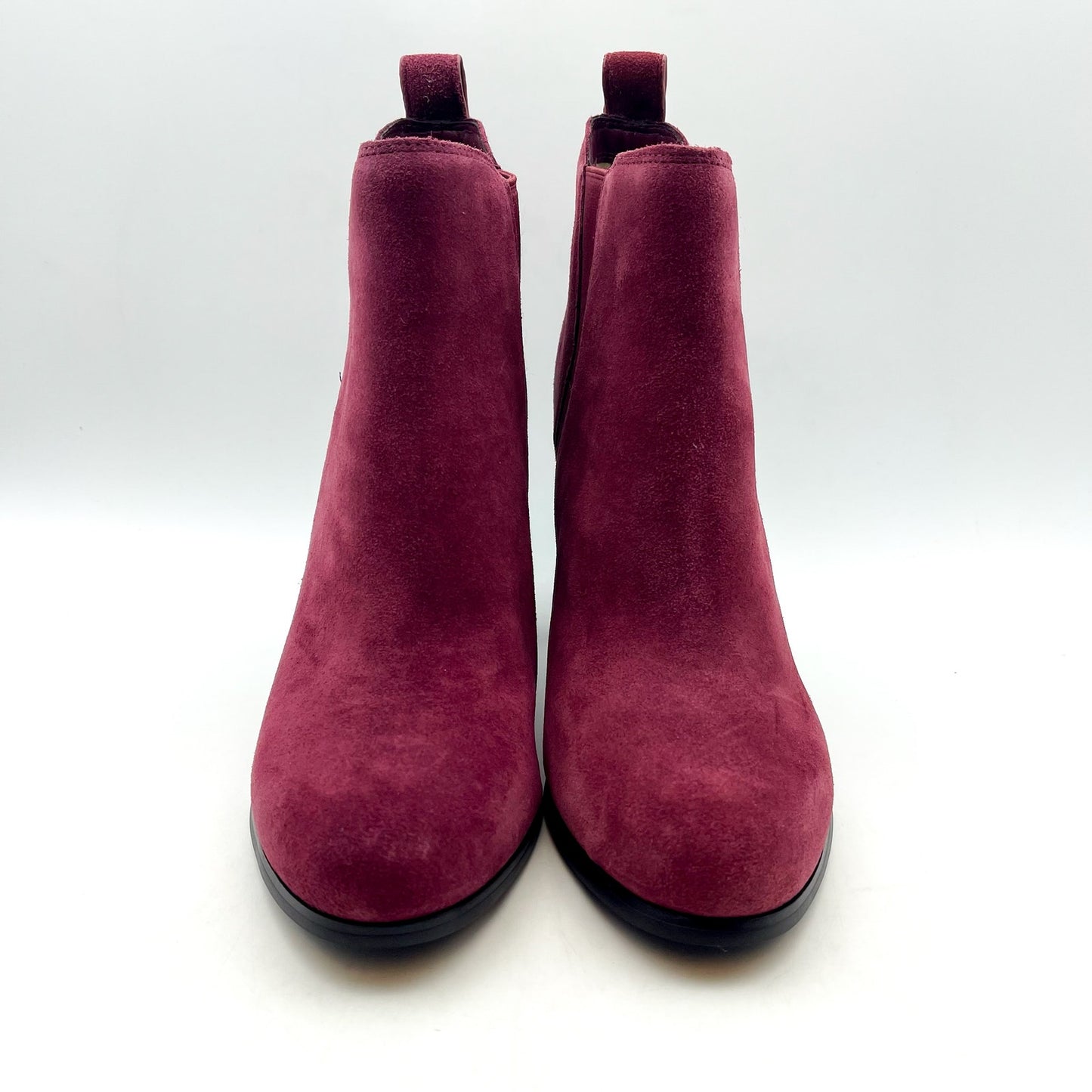 MICHAEL KORS Women's Evaline Suede Heeled Bootie 9M Mulberry Red Pull-On NWOB