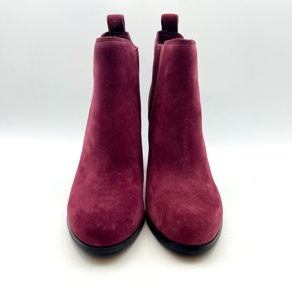 MICHAEL KORS Women's Evaline Booties 9M Mulberry Red Suede Heeled Pull-On NWOB