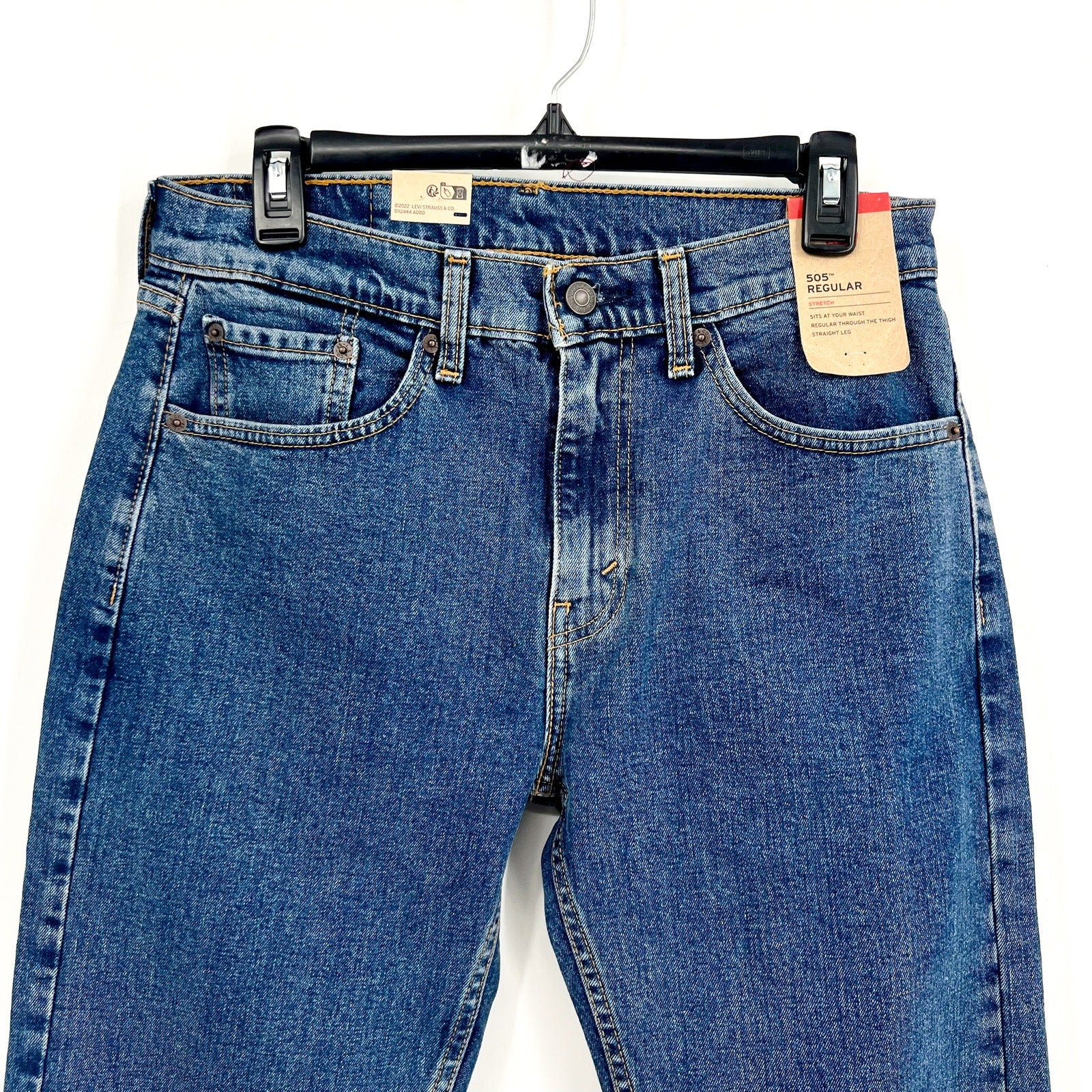 LEVI'S MENS 505 Straight Jeans 30x30 Stonewash Blue Regular Fit 005051454 NWT