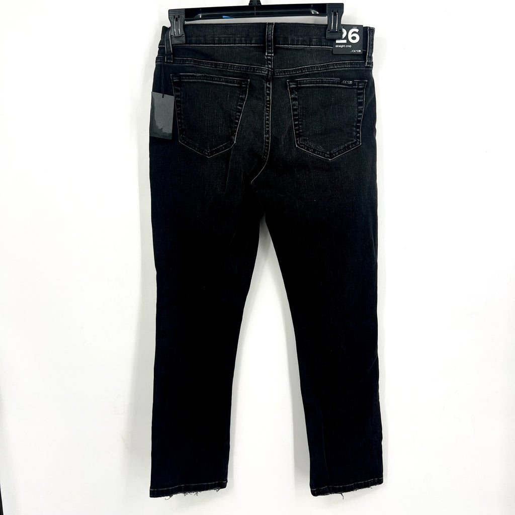 JOES JEANS Straight Crop Jeans Size 26 US 4 Black Wash Distressed Mid Rise NWT