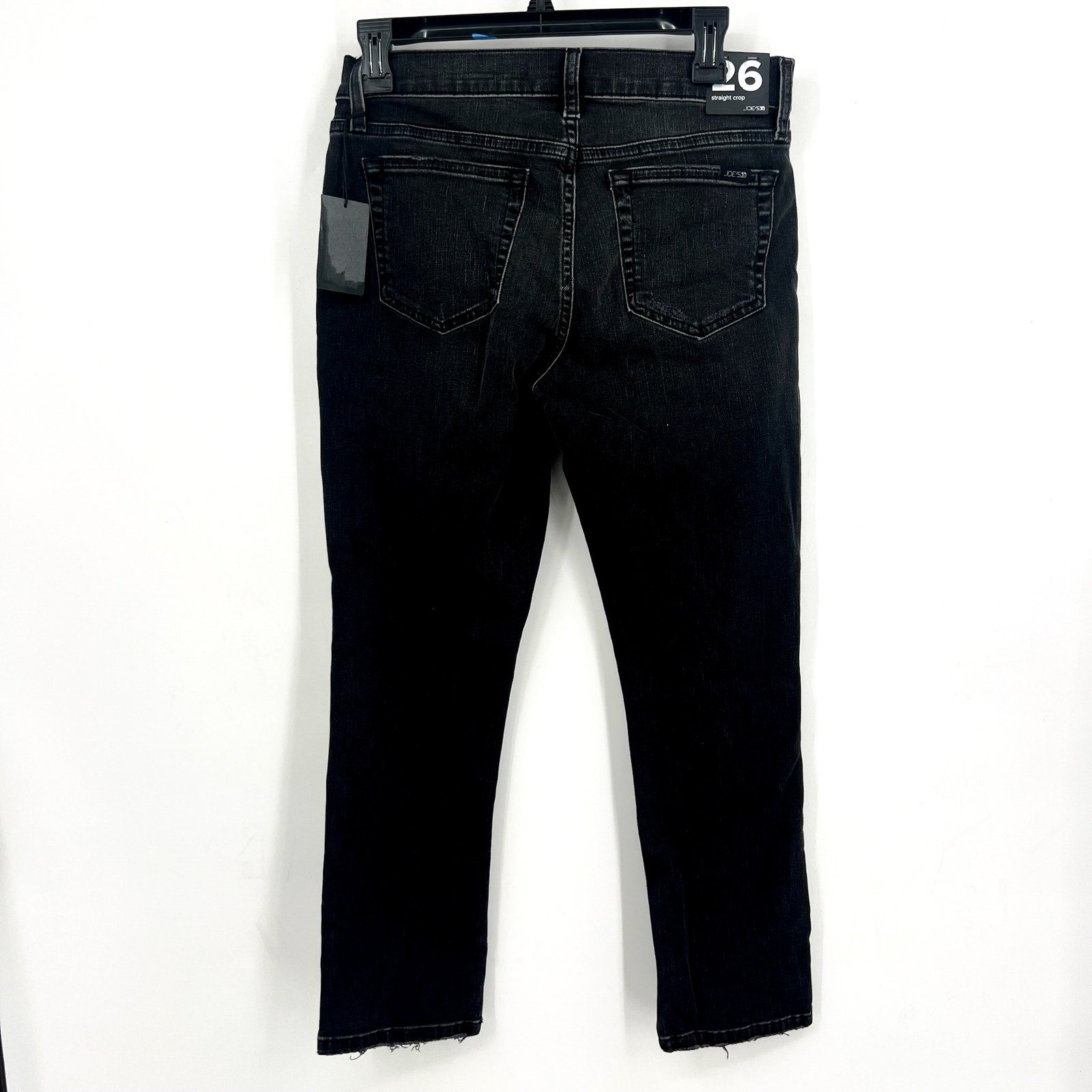 JOES JEANS Straight Crop Jeans Size 26 US 4 Black Wash Distressed Mid Rise NWT