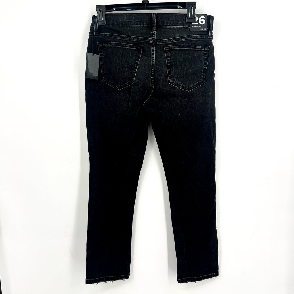JOES JEANS Straight Crop Jeans Size 26 US 4 Black Wash Distressed Mid Rise NWT