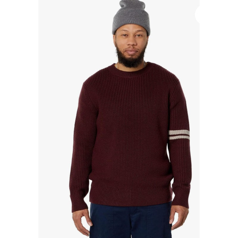 LABEL Men's Go-To Sweater XS Burgundy Red Putty Knit Crewneck MERINO WOOL NWT