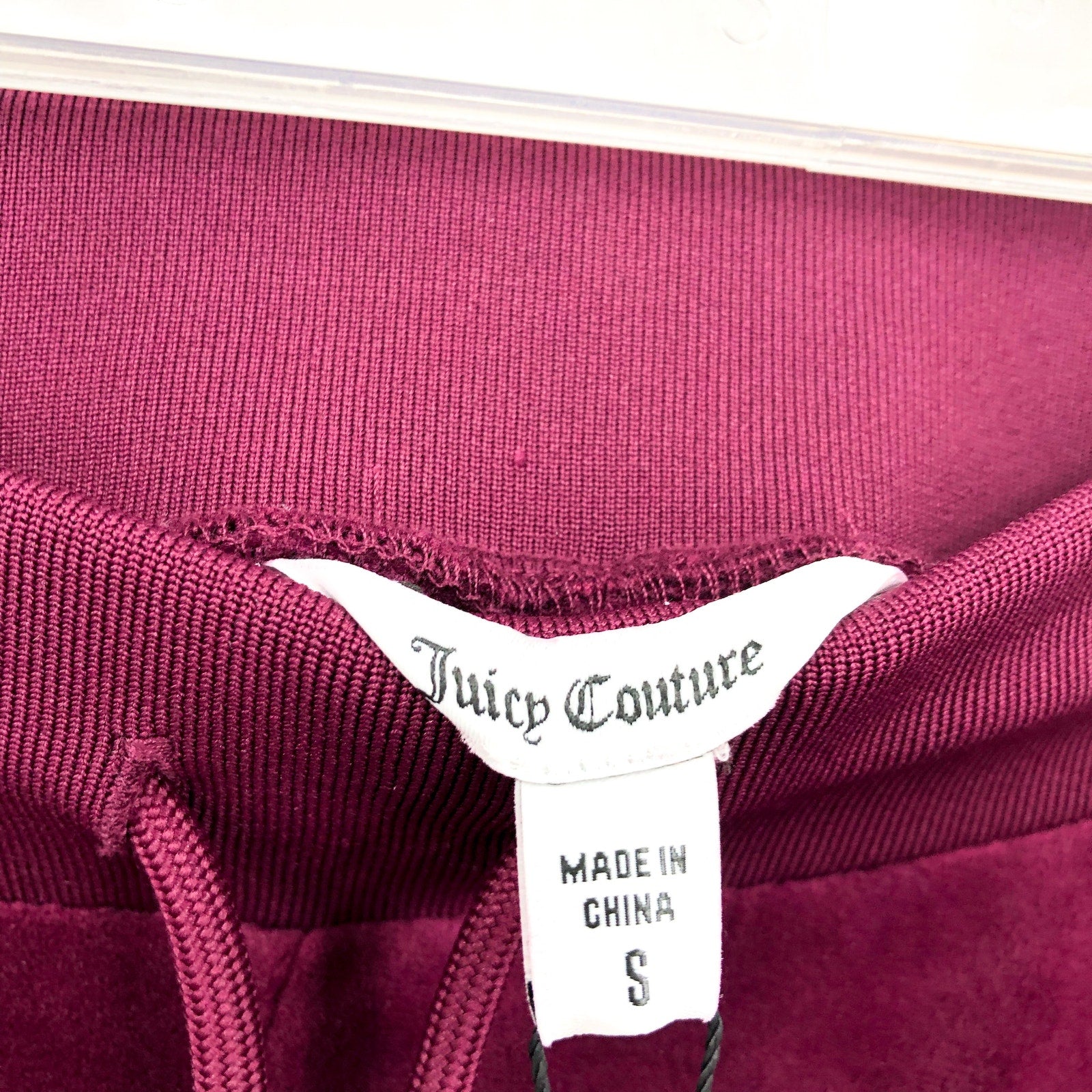 JUICY COUTURE Women's OG Big Bling Velour Track Pants Small Red Candied Fig NWT