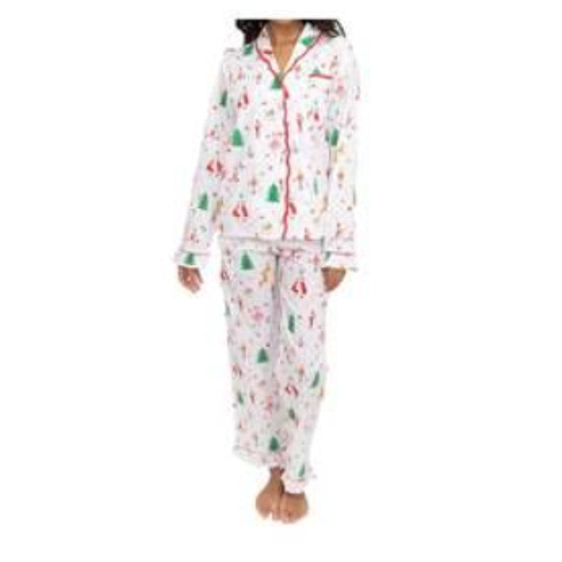 SANT AND ABEL X KATHY HILTON Christmas Magic Cotton Pajamas Set XL White NWT