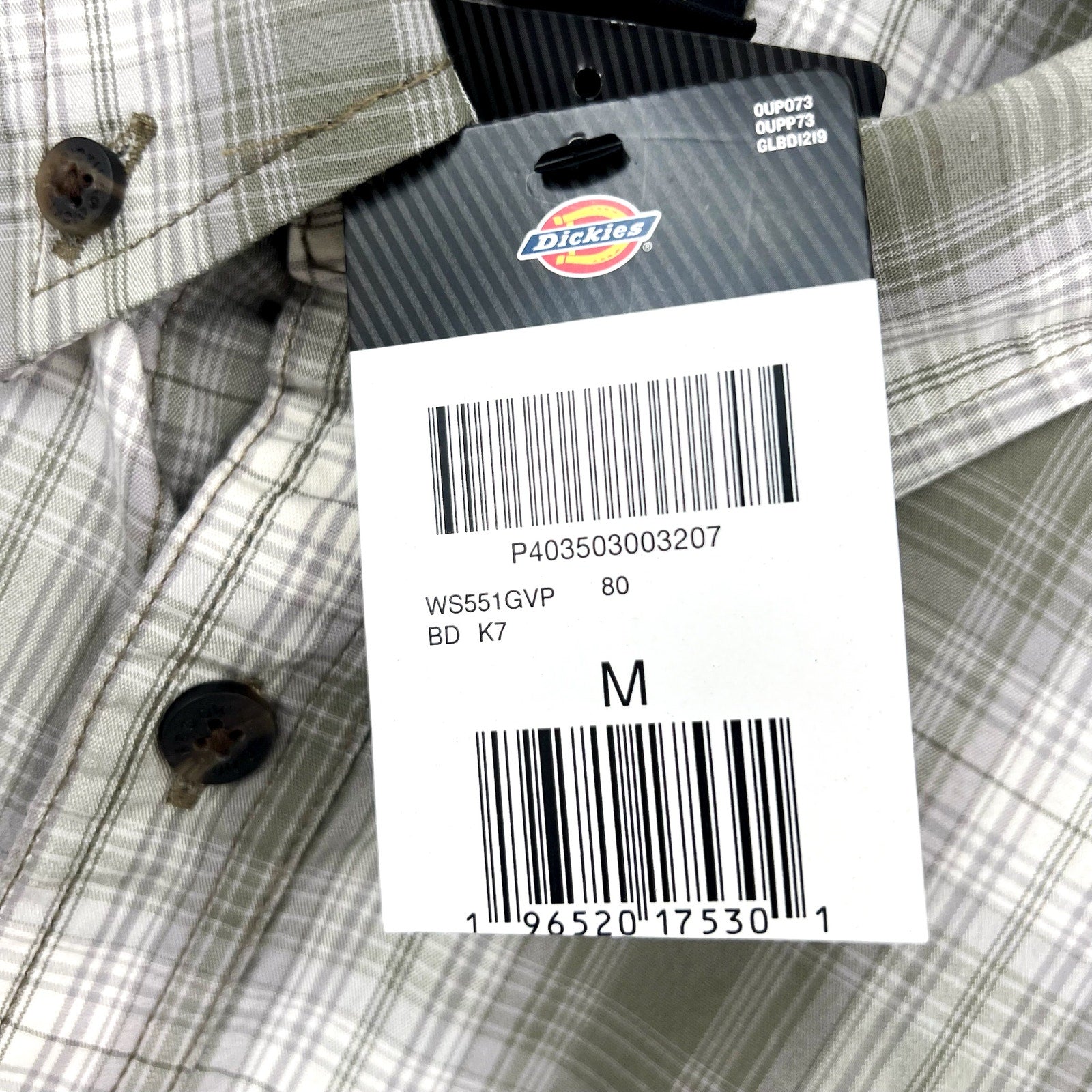 DICKIES Mens Flex Short Sleeve Woven Shirt Medium Green Plaid Relaxed Fit NWT