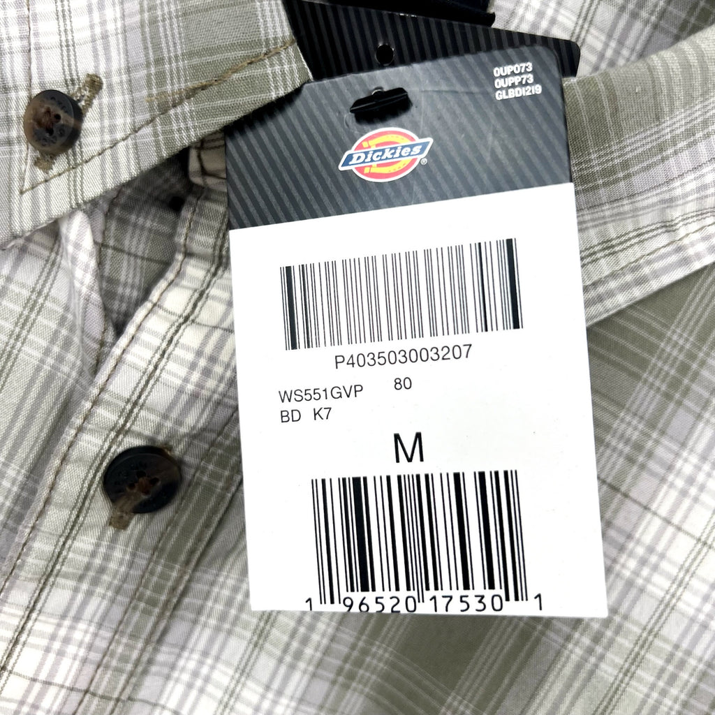 DICKIES Mens Flex Short Sleeve Woven Shirt Medium Green Plaid Relaxed Fit NWT