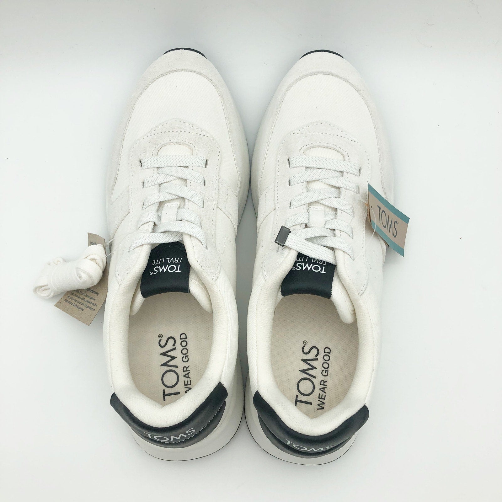 Toms Mens TRVL LITE Retro Runner Casual Sneaker Size 8 White Suede Twill NIB