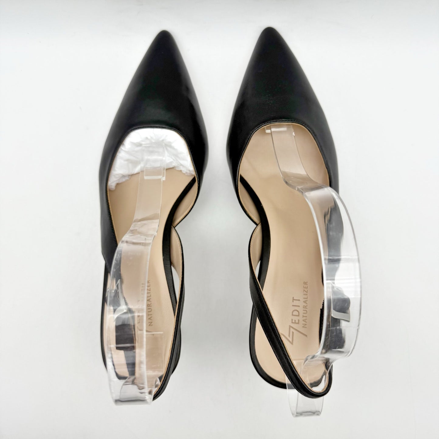 27 EDIT Womens Felicia Slingback Heels US 8.5 M EU 39 Black Leather NIB