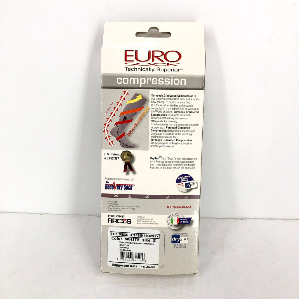 EUROSOCKS Small Womens 4-7 Compression Over the Calf Socks White Lightweight NIB