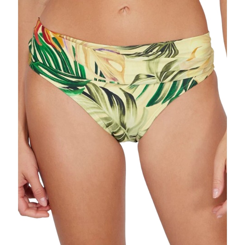 SUNSETS Women's Unforgettable Hipster Bikini Bottom Small Yellow Print NWT