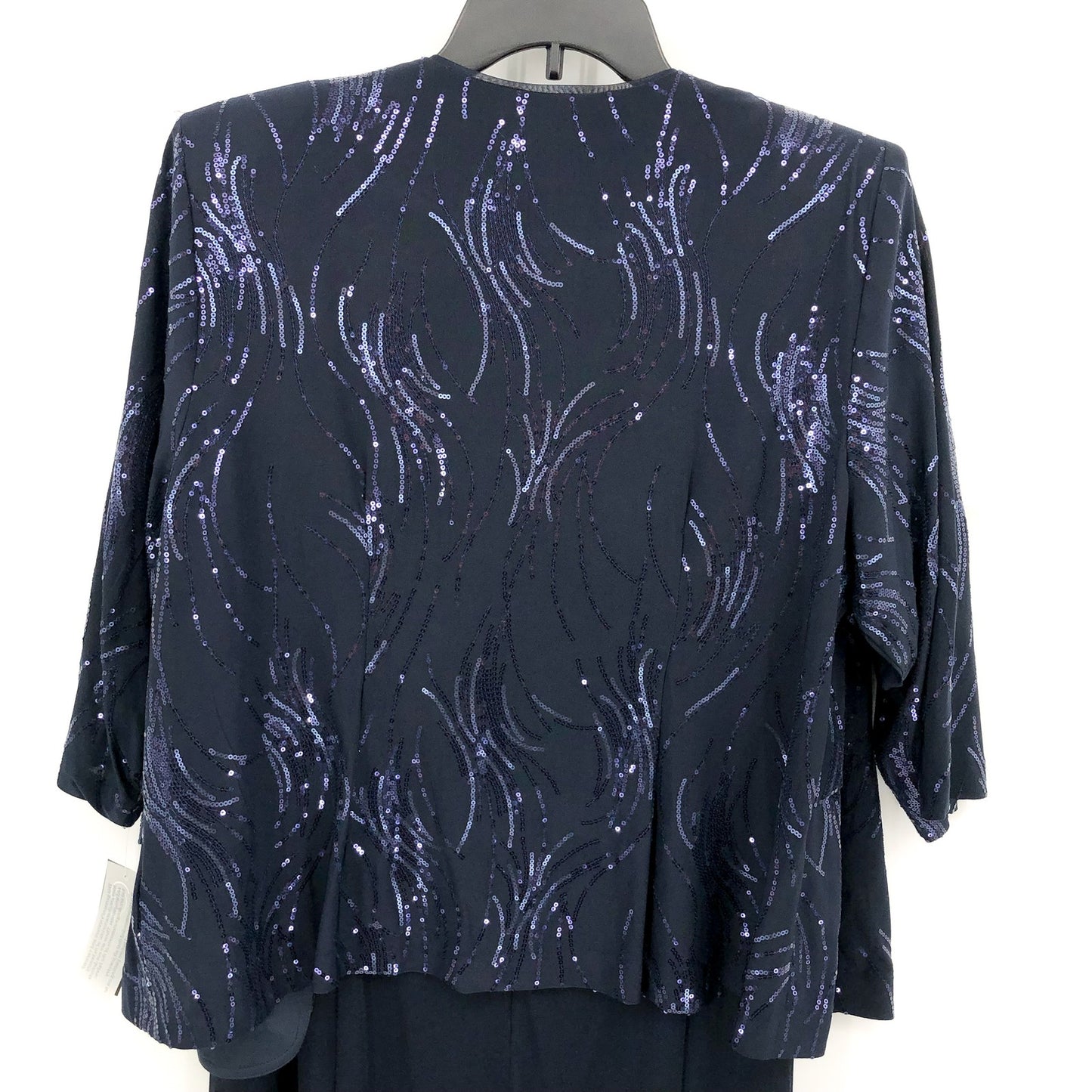 ALEX EVENINGS Chiffon & Sequin Dress & Jacket Set 18W Navy Blue Formal NWT