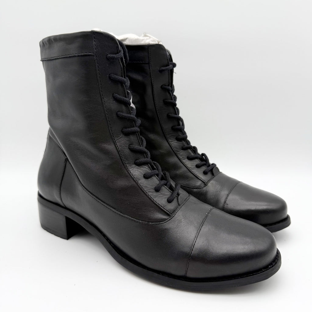 David Tate Womens Explorer Boot US 9 M EU 40 Black Leather Lace Up NIB