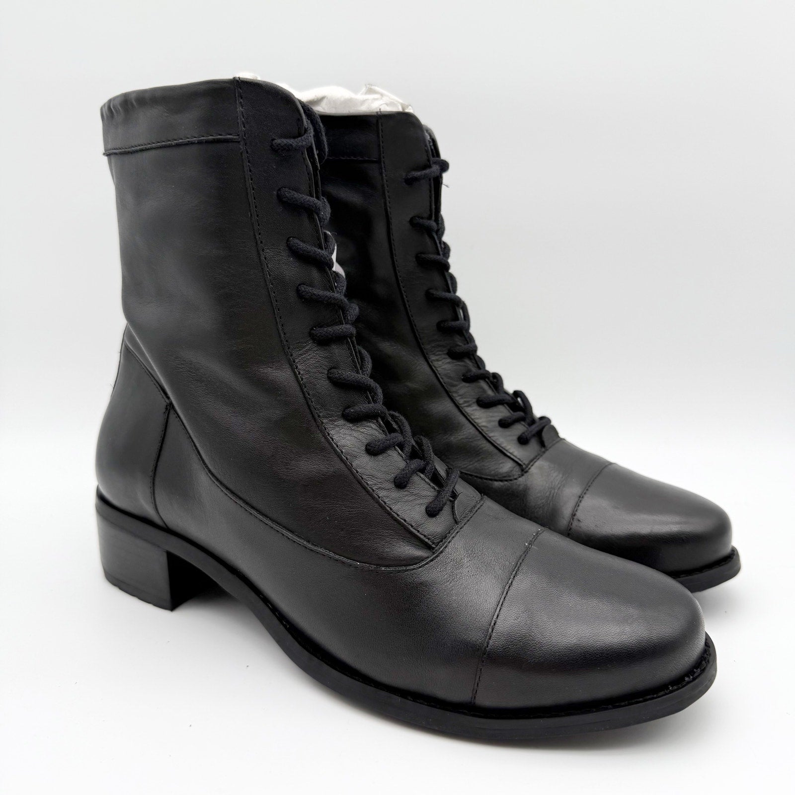 David Tate Womens Explorer Boot US 9 M EU 40 Black Leather Lace Up NIB