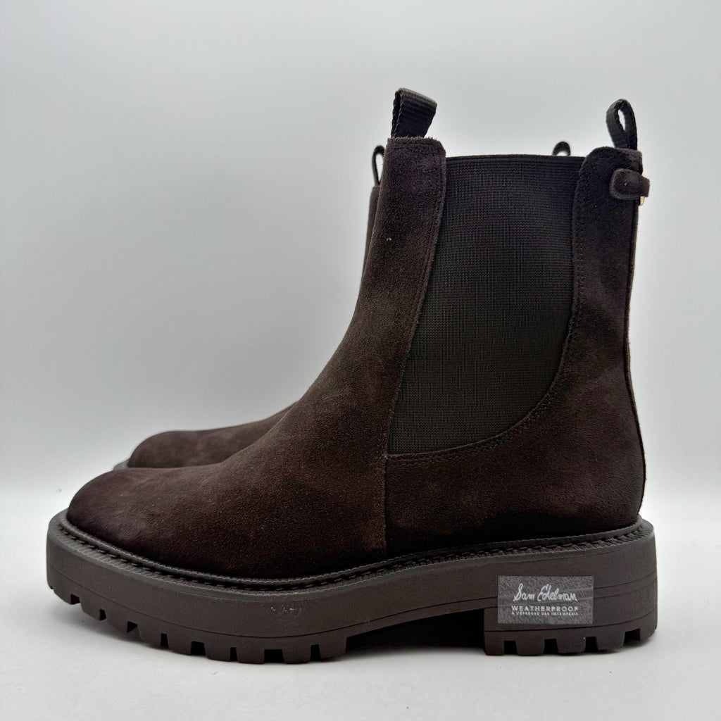 Sam Edelman Womens Laguna Ankle Chelsea Boot US 8.5 Brown Suede Waterproof NWOB