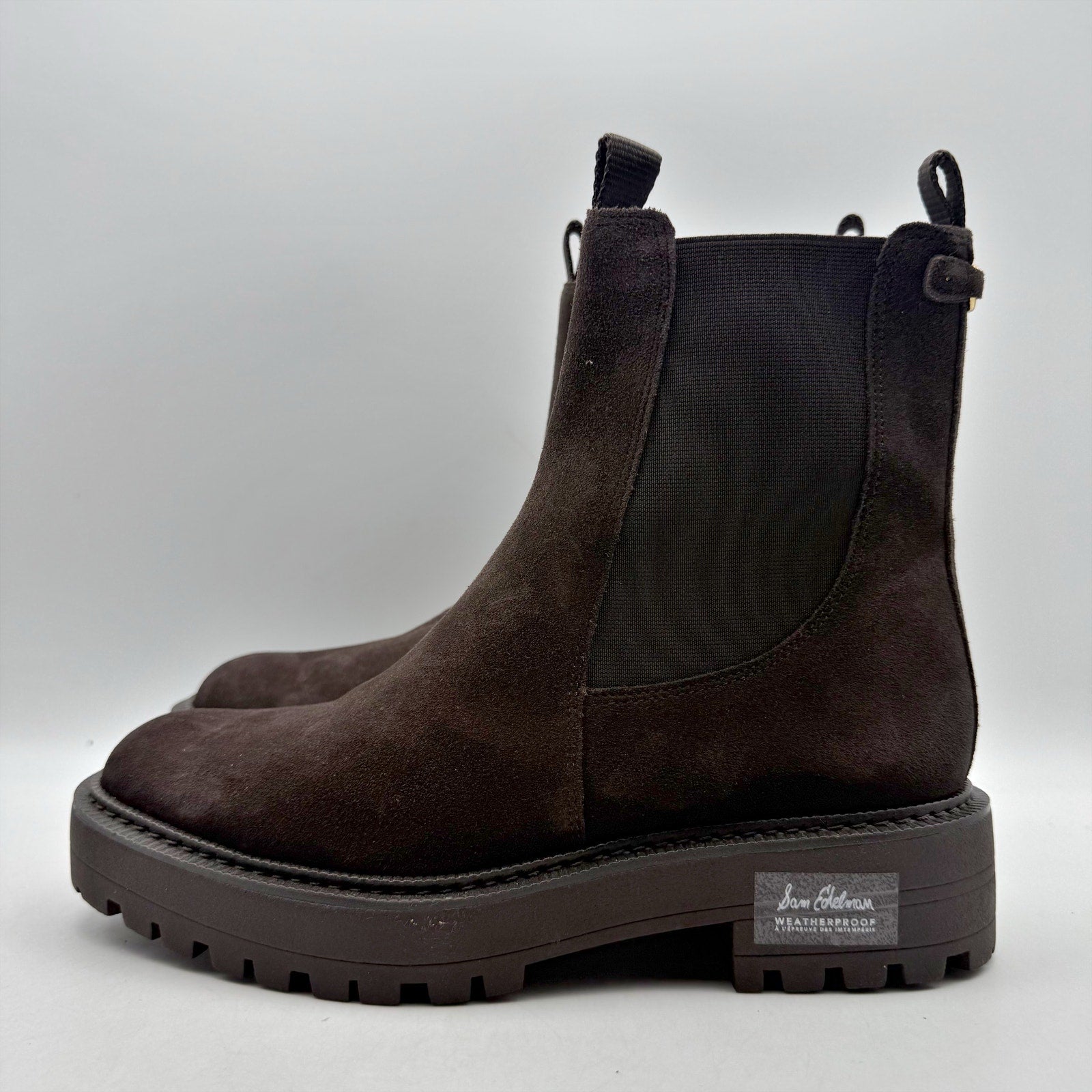Sam Edelman Womens Laguna Ankle Chelsea Boot US 8.5 Brown Suede Waterproof NWOB