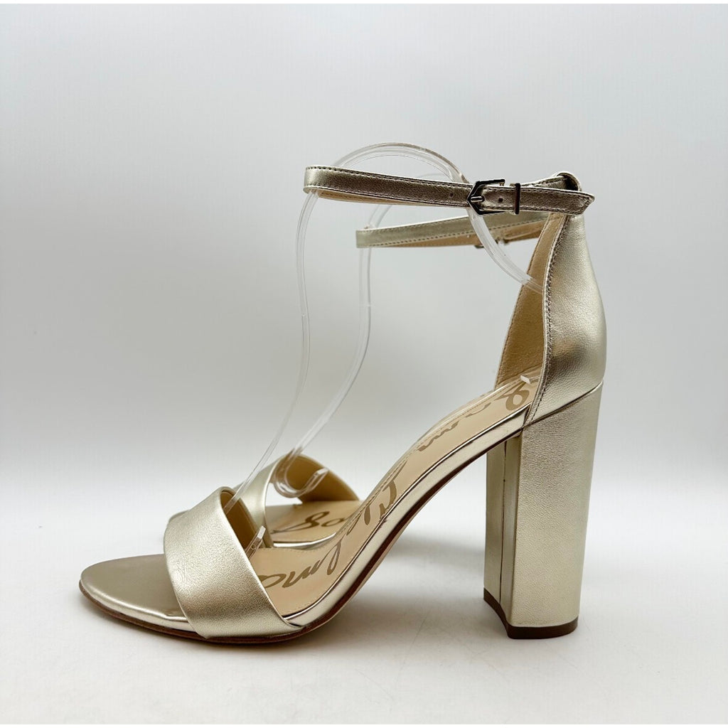 SAM EDELMAN Women's Yaro Dress Sandals Size 10.5 Gold Leather Blocked Heel NWOB