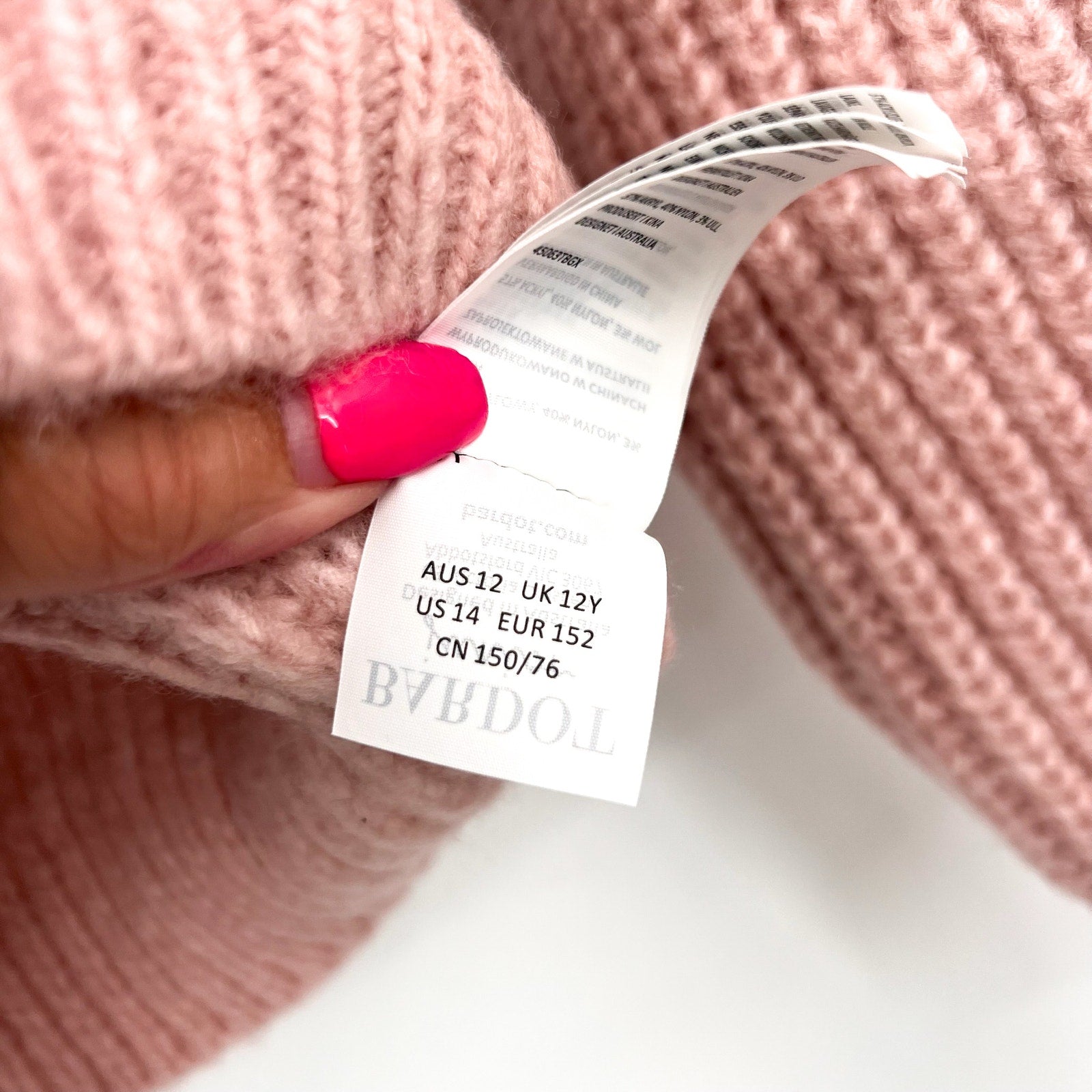 BARDOT Girl's Cozy Cable Knit Crewneck Sweater Size 12 Pink Potpourri NWT