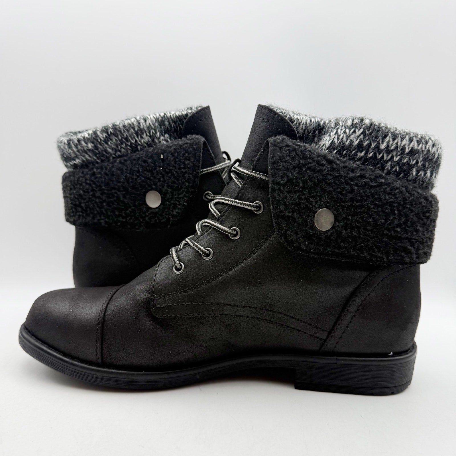 Cliffs by White Mountain Womens Duena Ankle Booties US 11 Wide Black Knit NWT