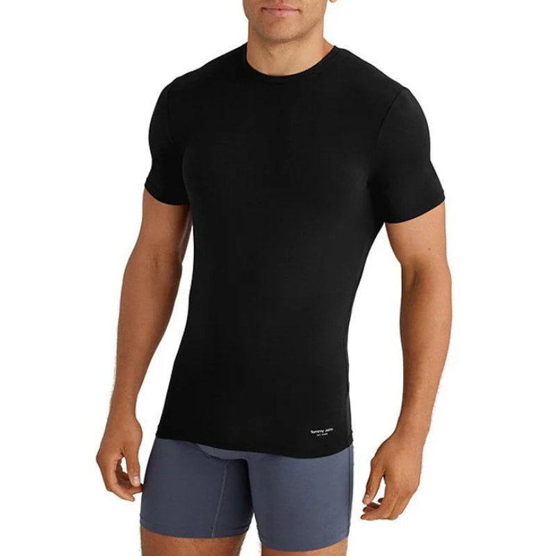 TOMMY JOHN Men's Crew Neck Stay Tucked Undershirt XL Black 3 Pack Modal NWT