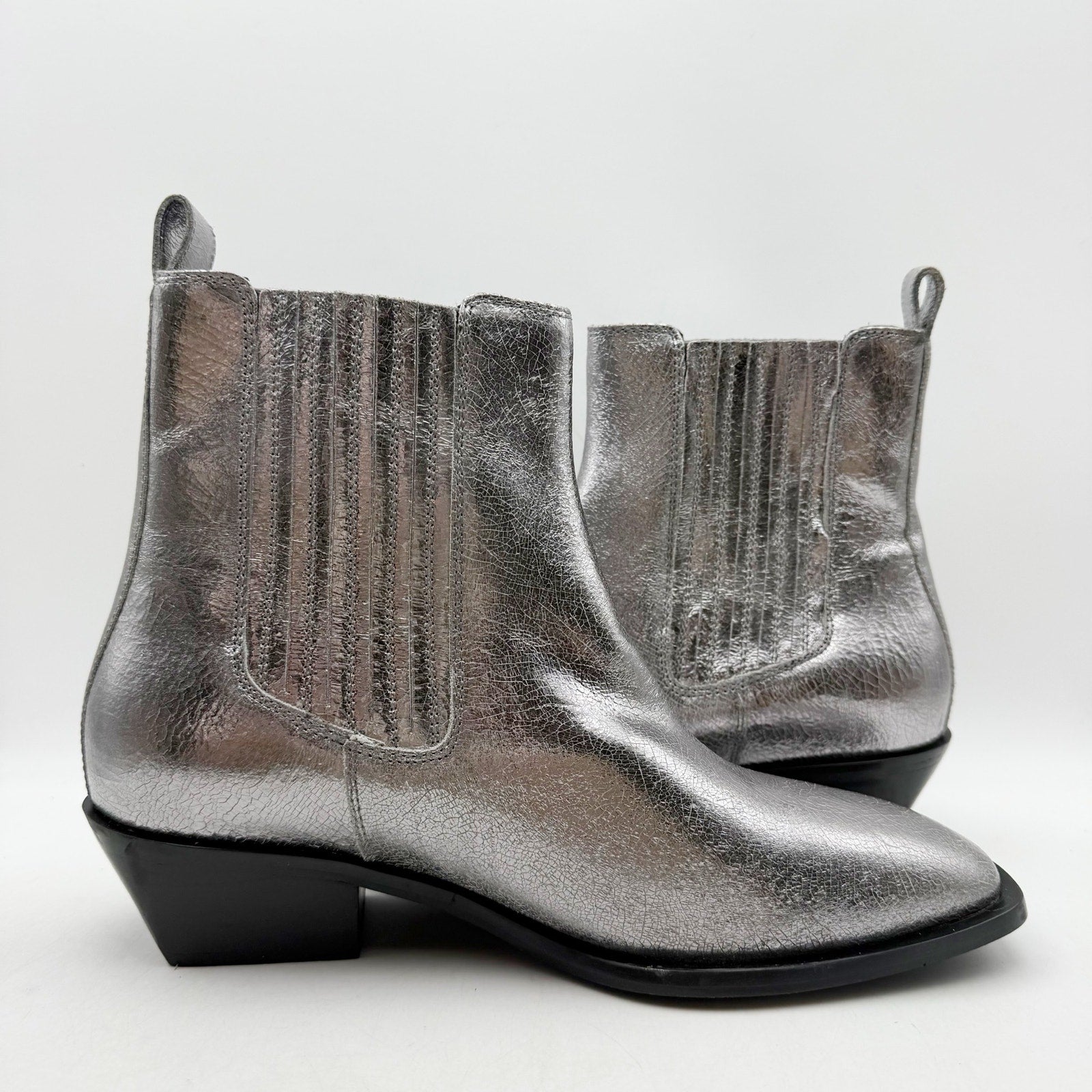 Seychelles Womens Hold Me Down Chelsea Ankle Boots US 10 Silver Leather NWOB