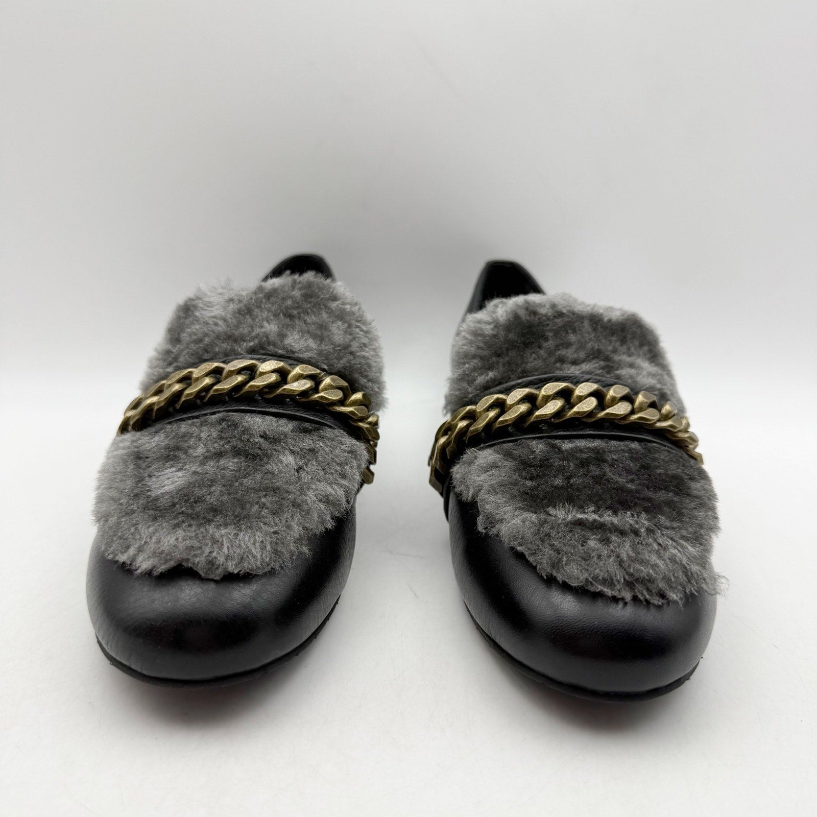 Kenneth Cole Womens Wilda Loafer US 6 M Black Grey Faux Fur NIB