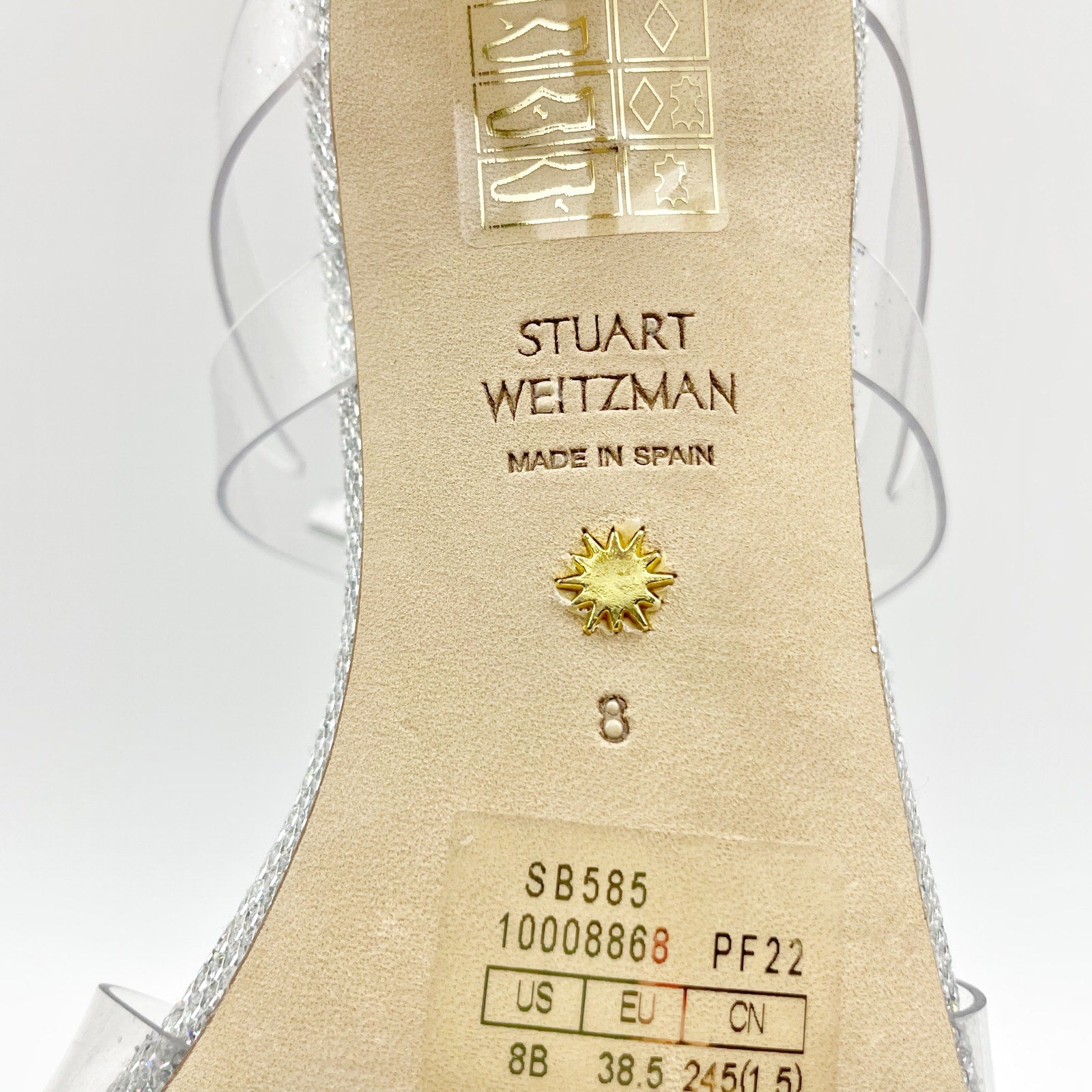 Stuart Weitzman Womens Bow 100 Slide Heel Sandals US 8 M EU 38.5 Silver NWOB