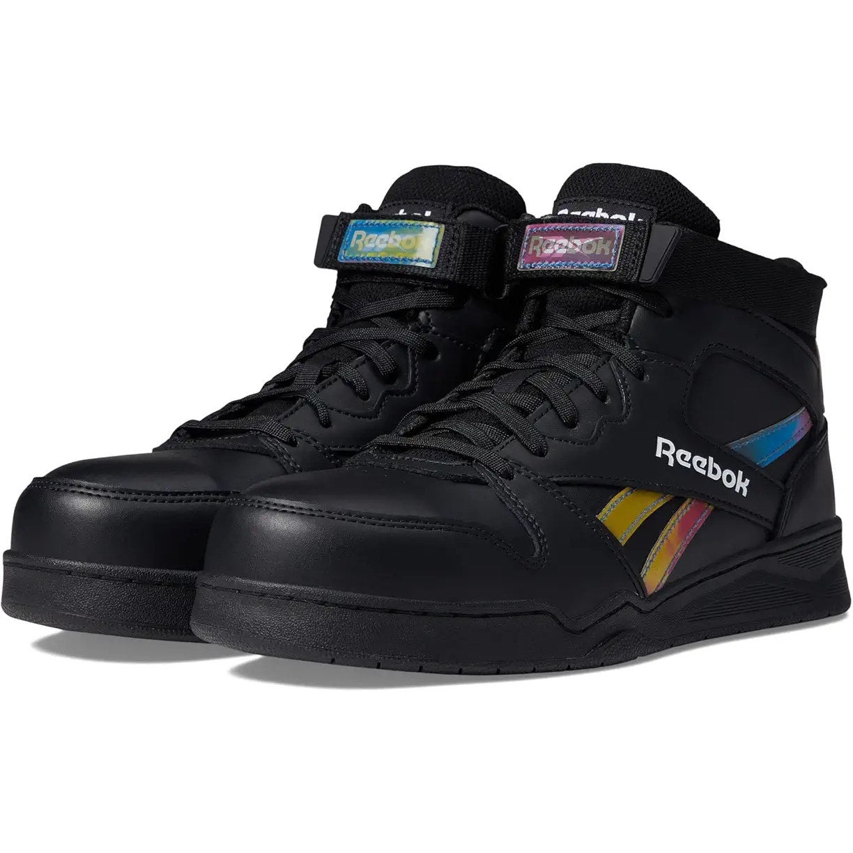 Reebok Womens High Top Work Sneakers 7 WIDE Black Hologram Comp Toe EH SR