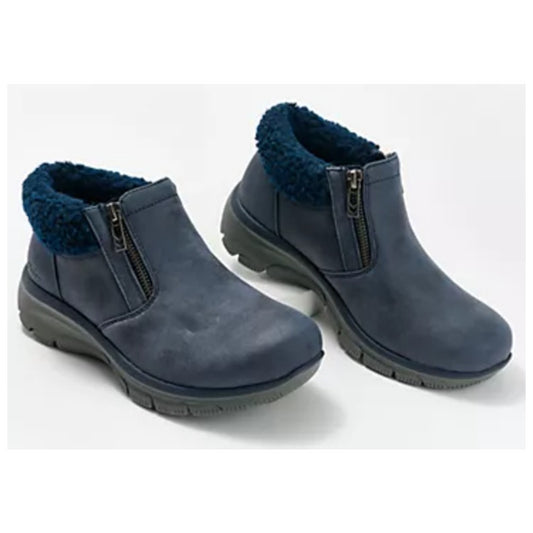 Skechers Women Easy Going Ankle Boots US 8.5 Navy Blue Water Repellent Lined NIB