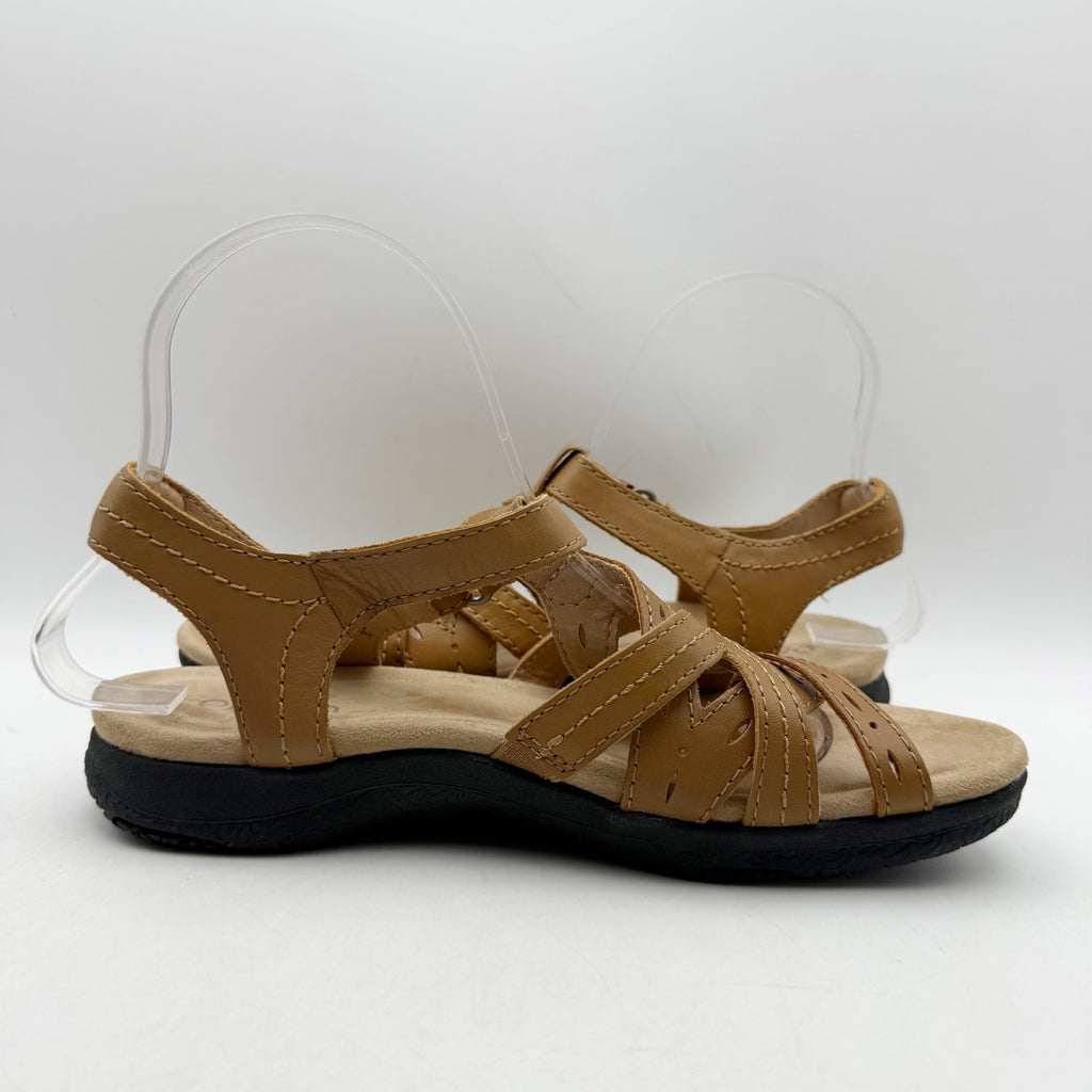 Earth Origins Womens Sellie Sandals Size 7 Brown Leather Criss Cross NWOB