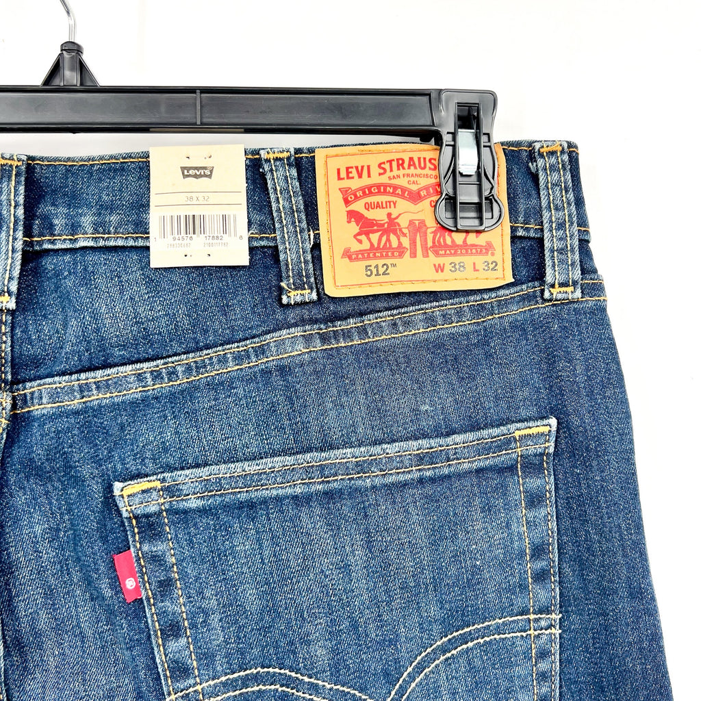 LEVI'S Men's 512 Slim Taper Fit Jeans 38x32 Dark Blue Stretch 28833-0682 NWT