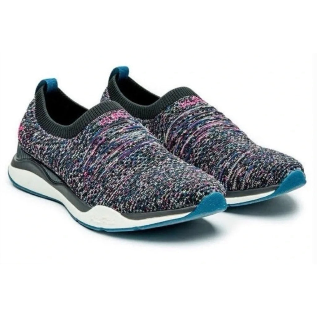 Kuru Womens Stride Casual Sneakers Size 7.5 Jet Black Confetti Knit Slip On NWOB
