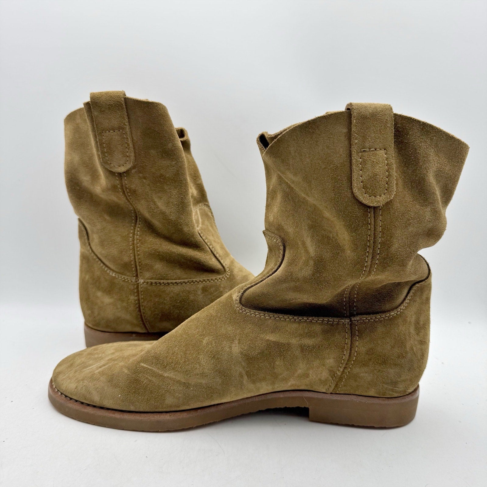 RE/DONE Womens 60s Camarguaise Ankle Boots EU 40 US 10 Olive Brown Suede NWOB