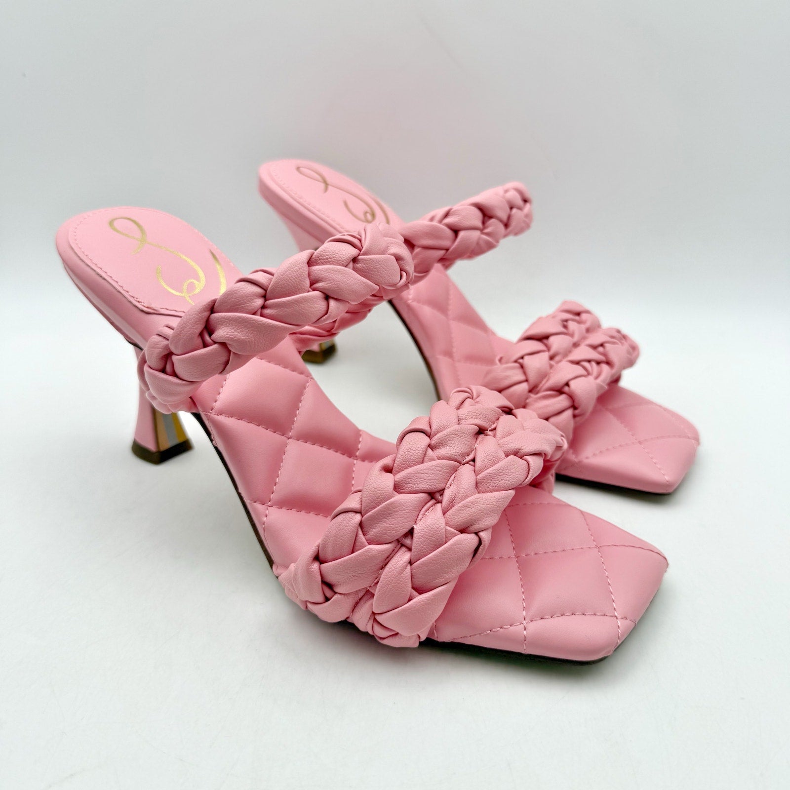 Sam Edelman Womens Meghan Heeled Sandals Size 8 M EU 38 Pink Slip On NIB
