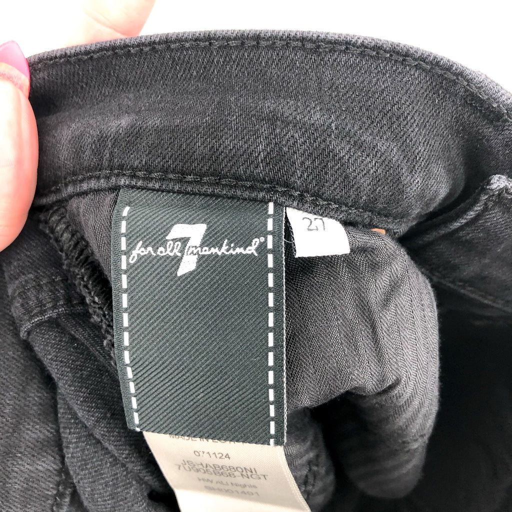 7 FOR ALL MANKIND Ali Classic Flare Jeans Size 27 US 4 Black Nights Stretch NWT