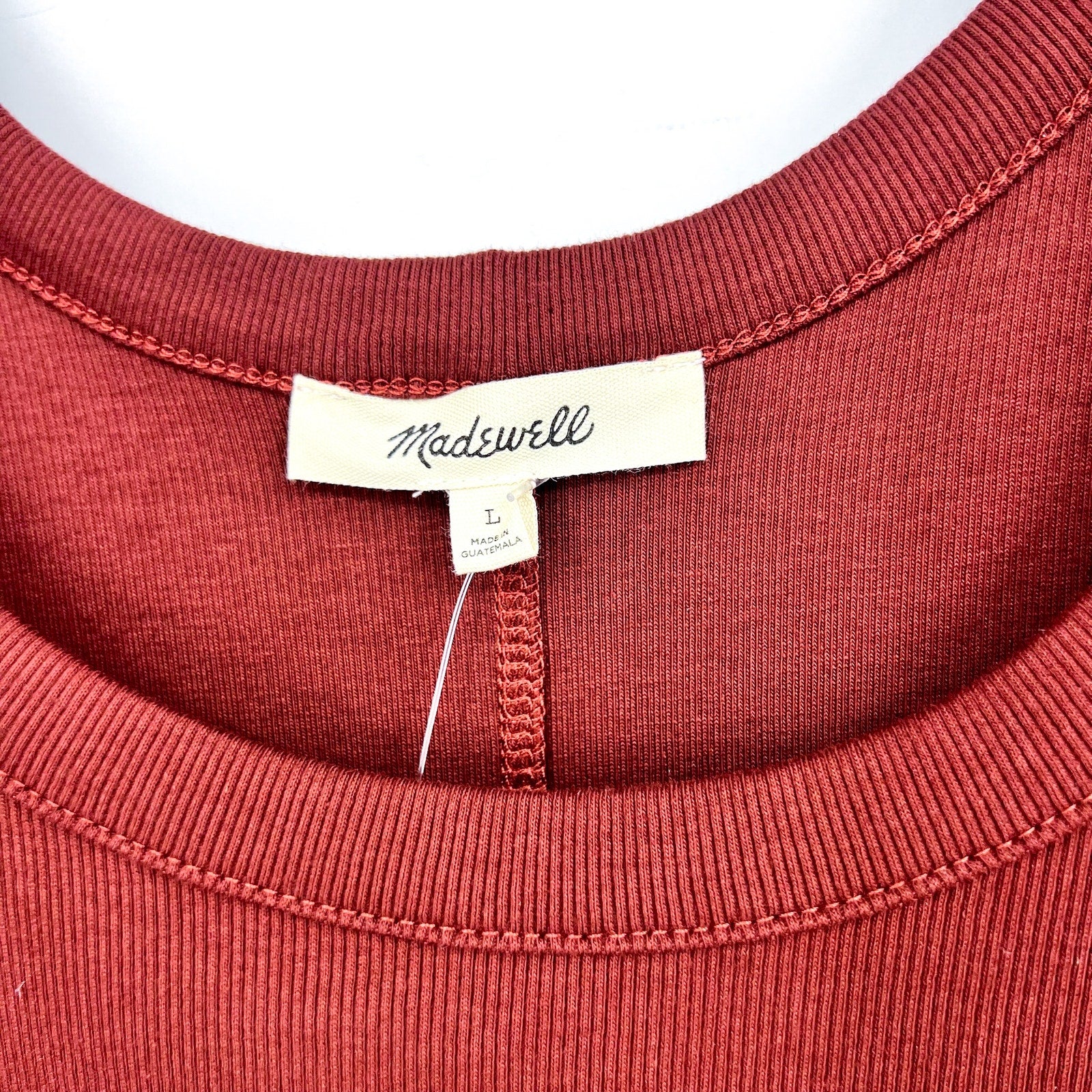 MADEWELL Womens Ribbed Scoop Neck Tank Large Brown Henna NW197 NWT