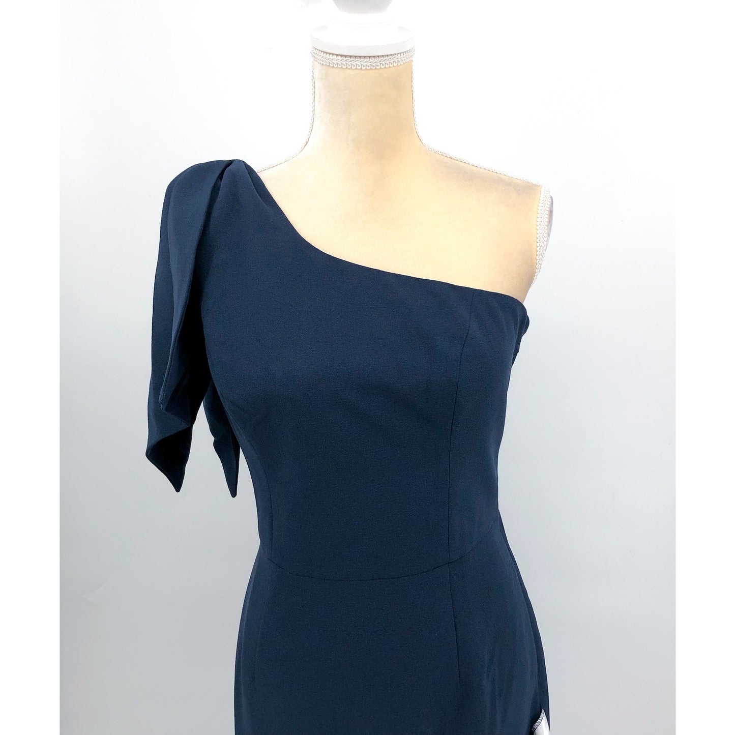 DRESS THE POPULATION Tiffany One Shoulder Sheath Dress Large Midnight Blue NWT
