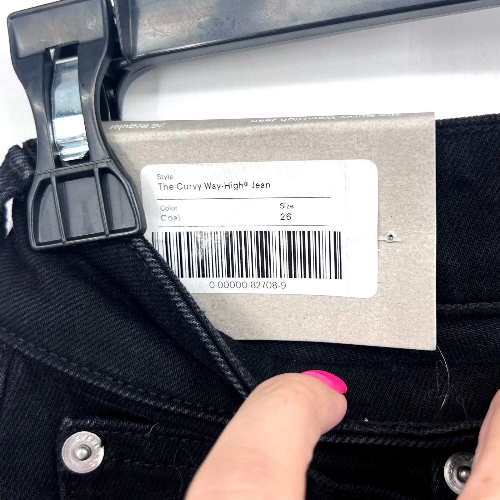 EVERLANE Women's The Curvy Way High Jeans 26x27 US 2 Black Organic Cotton NWT