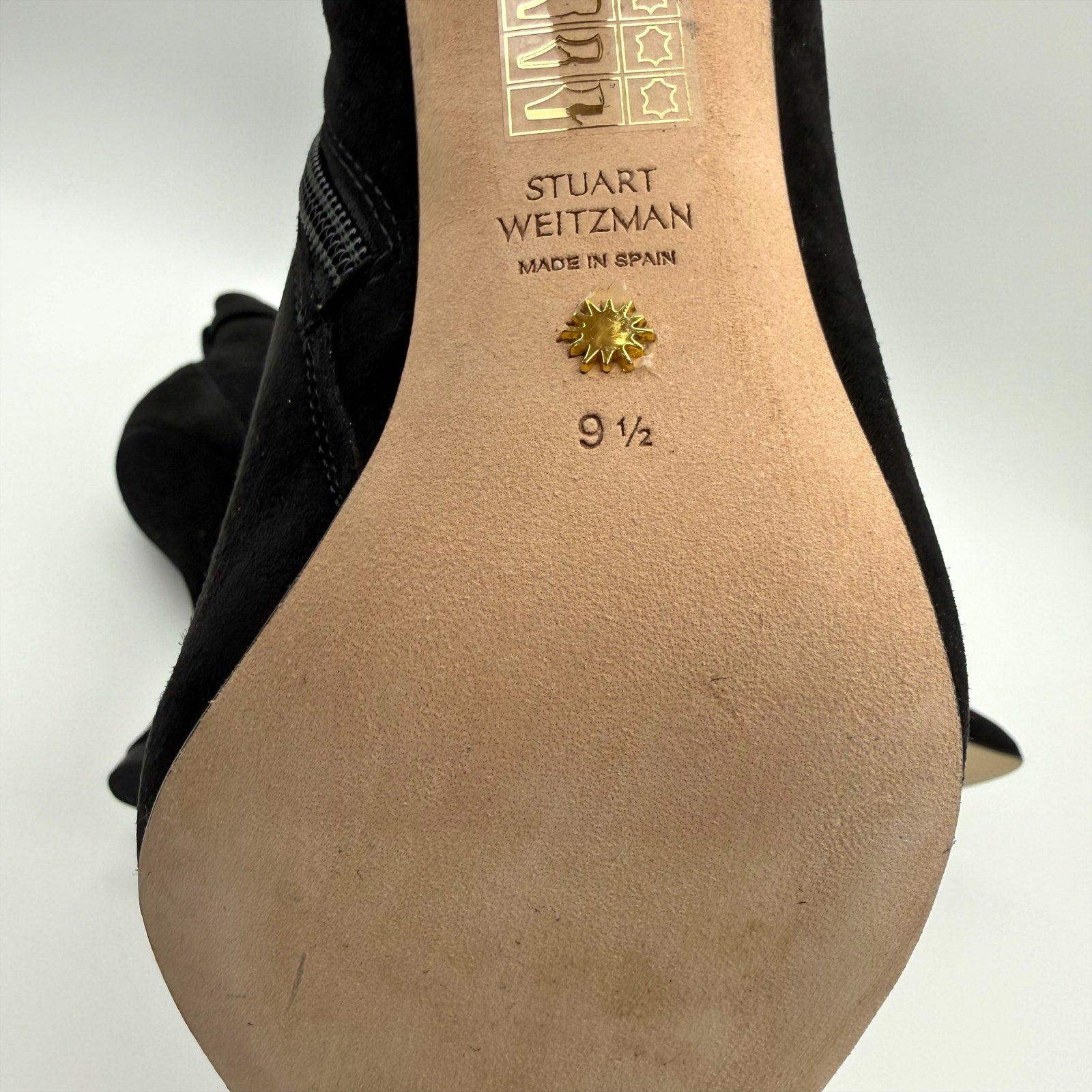 Stuart Weitzman Womens Crystal Nova Xcurve 100 Zip Bootie 9.5 Black Suede NWOB