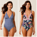 TOMMY BAHAMA Summer Floral Reversible One Piece Swimsuit Size 12 Navy Blue NWT