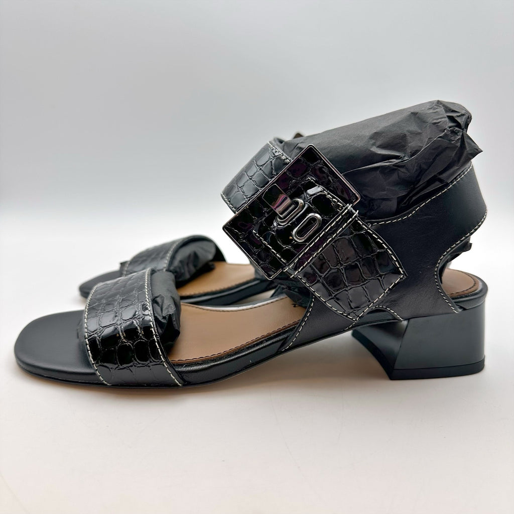 Donald Pliner Womens Vixi Heeled Sandals Size 5 M Black Patent Leather NIB