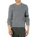 LABEL Mens Go-To Sweater Medium Light Grey Black Knit Crewneck MERINO WOOL  NWT