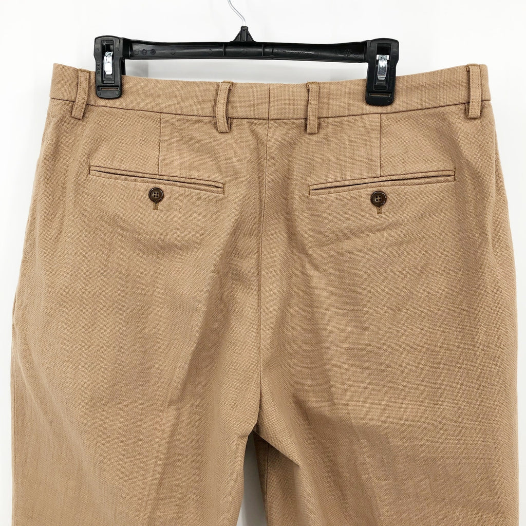 J.CREW Mens Kenmare Suit Pants 34x30 Tan Basketweave Relaxed Fit BM235 NWT